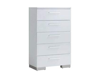 White Solid Wood Chest with Felt-Lined Drawers for Bedroom Storage