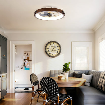 20 Inch Walnut Black Ceiling Fan with Lights Remote Control