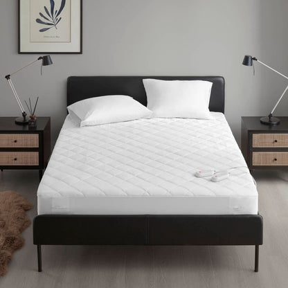 Queen Heated Mattress Pad - White Microfiber