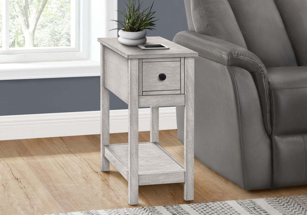 2 Tier Accent Table - Gray Wash MDF Storage Side Table