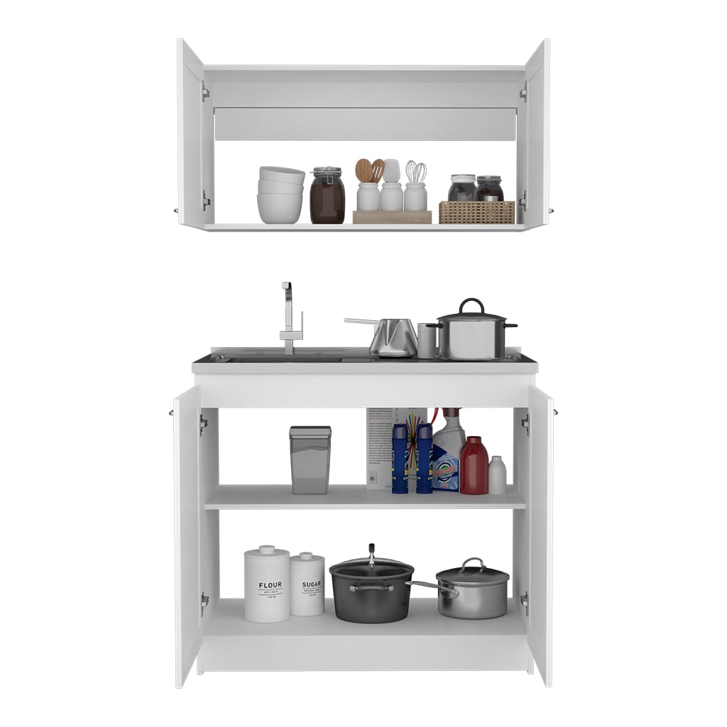 White Dining Table Set - 39.3" Modern Buffet