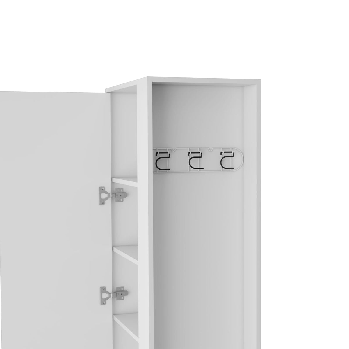 Storage Cabinet 72"H - White | Six Shelves, Broom Hangers