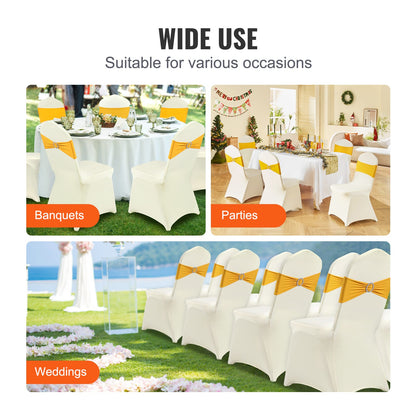 White Spandex Chair Covers for Dining and Event Decor