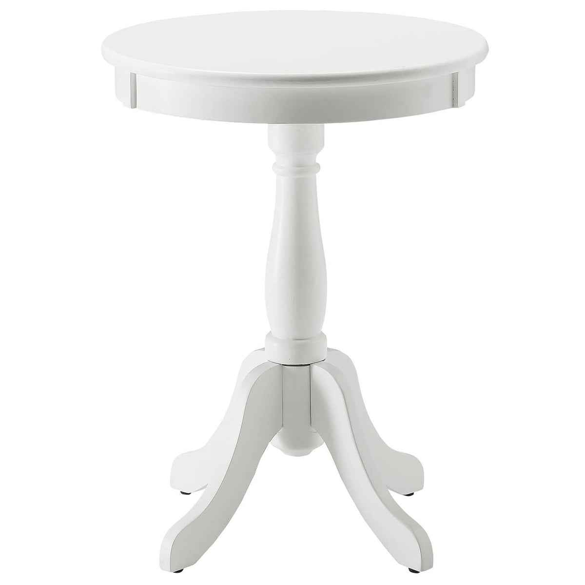 White Round Side Table with Pedestal - 18.5" Diameter for Living Room