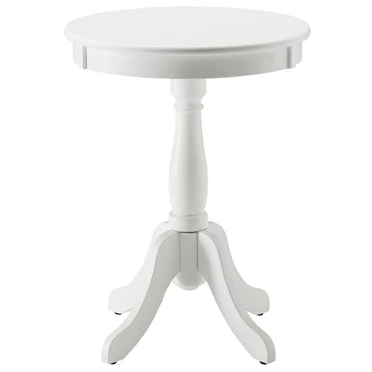 White Round Side Table with Pedestal - 18.5" Diameter for Living Room