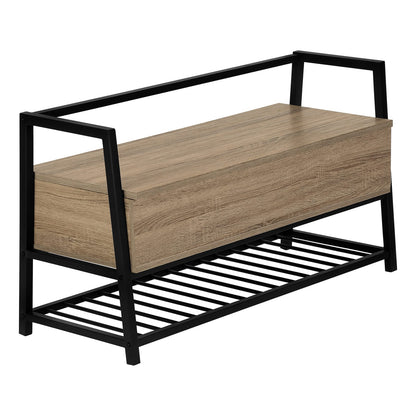 Brown MDF Flip-Top Storage Bench and Shoe Rack for Entryway for Living Room