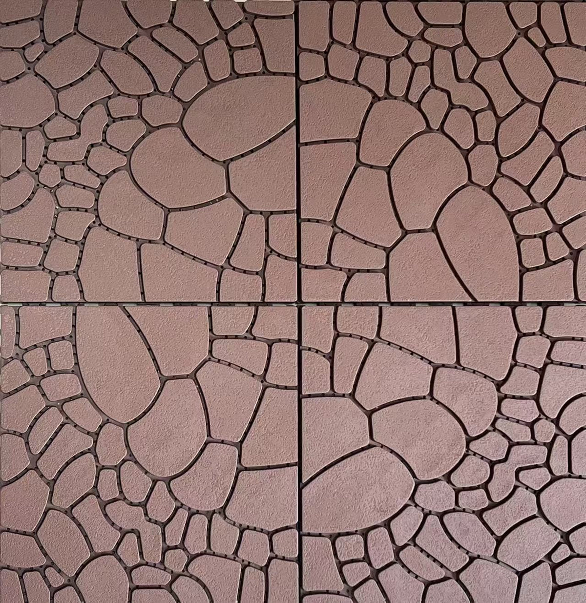 Red+Brown Polypropylene Deck Tiles - 12" DIY Interlocking Patio Flooring