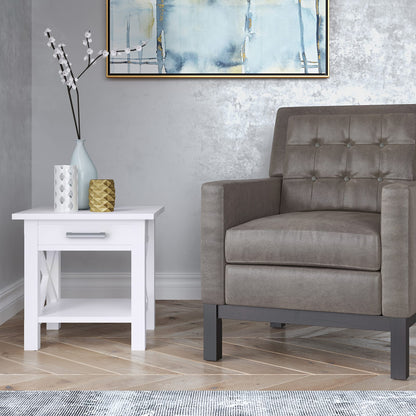Kitchener End Table - White Wood Storage for Living Room