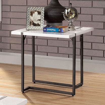 Gunmetal White Modern End Table - 22" x 2.0" x 21.75"