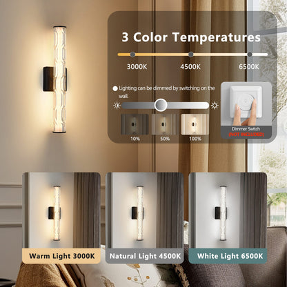 Black Iron Bathroom Wall Sconce Set - 2 Crystal Lights