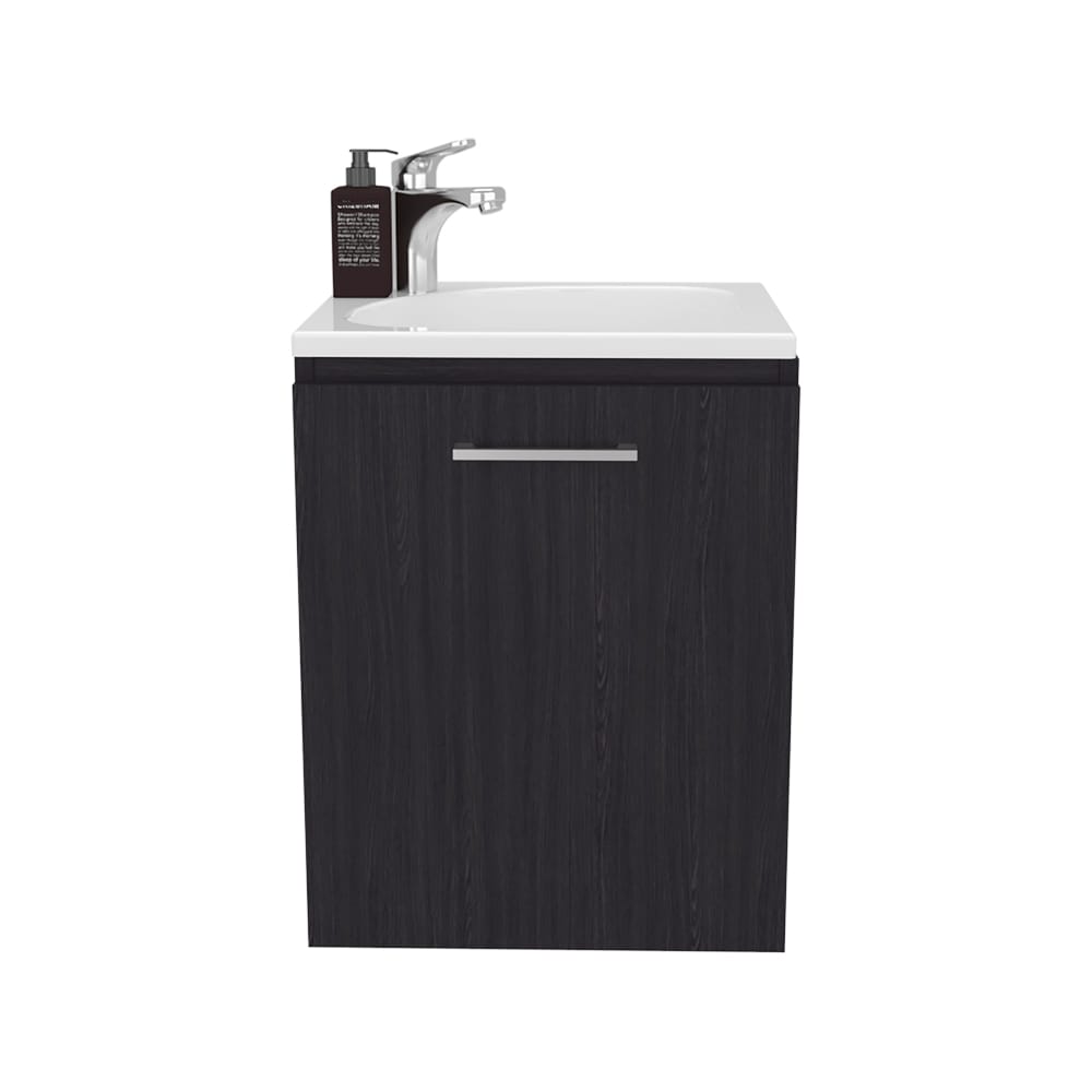 Black Bathroom Vanity with Sink - Wall Mounted