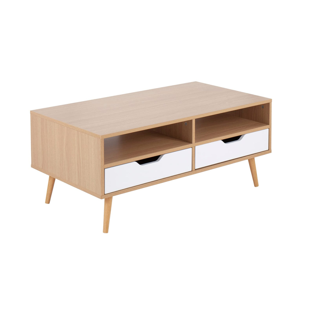 White Wood Coffee Table - 21.25" Storage Table