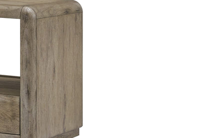 24" Oak End Table with Storage Shelves