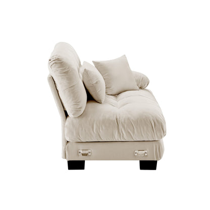 Light Coffee Chenille Sofa - 2 Seat Armless