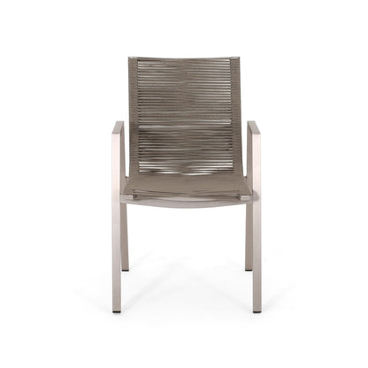 Modern Aluminum Patio Chairs - Taupe Rope Seat (Set of 2)