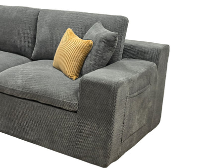 Light Gray Polyester Sectional - 6 Seat Comfortable Sofa