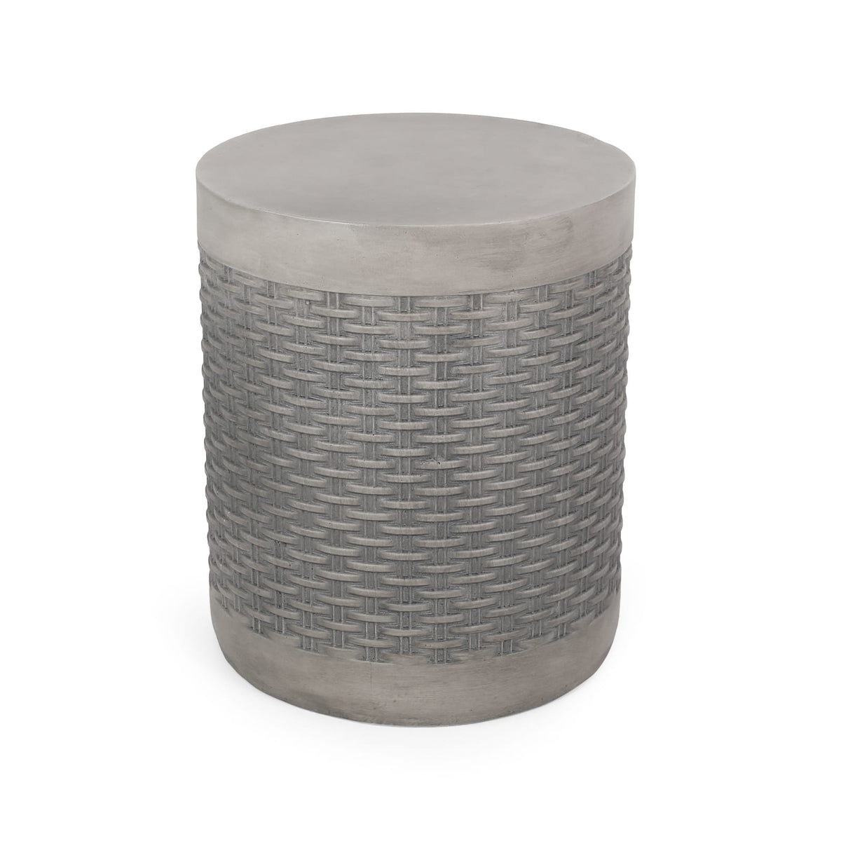 Light Grey Magnesium Oxide Outdoor Table - 15.75" Round Side Accent Table