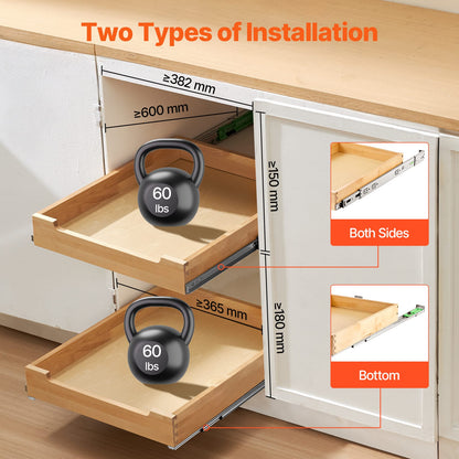Pull Out Cabinet Organizer - Wood Soft Close Slide Shelf Drawer 17"