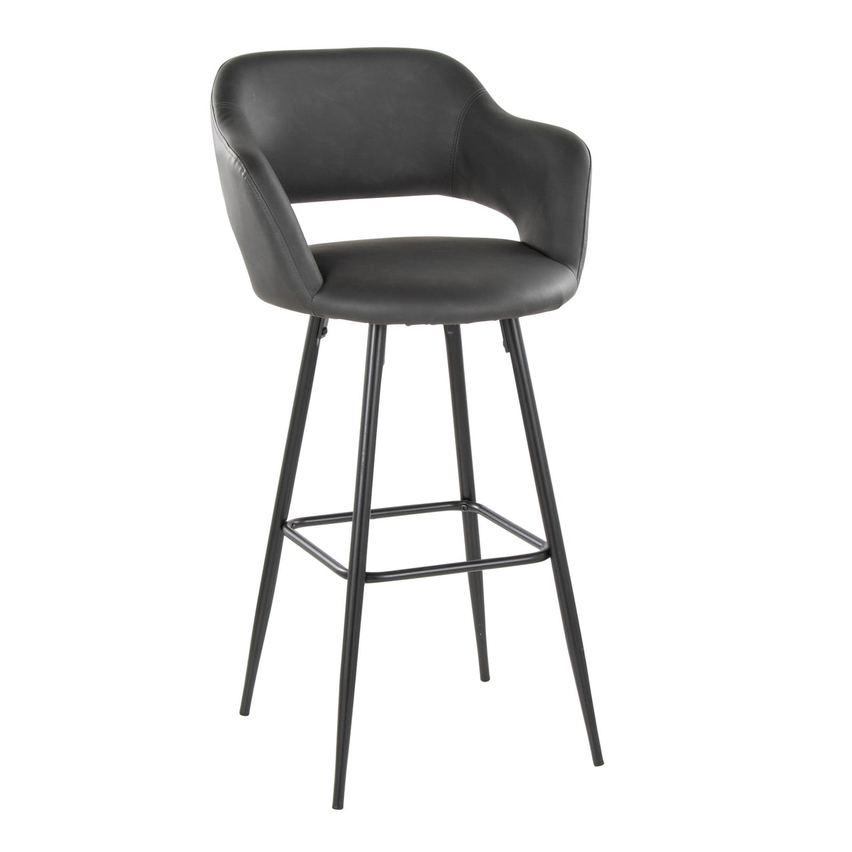 Contemporary Grey Faux Leather Barstools Set of 2 for Dining Room