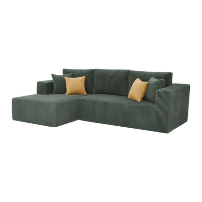 Dark Green 3 Seat Corduroy Sectional Sofa