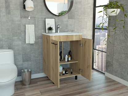 Light Oak Bathroom Vanity Cabinet - 2 Door Storage