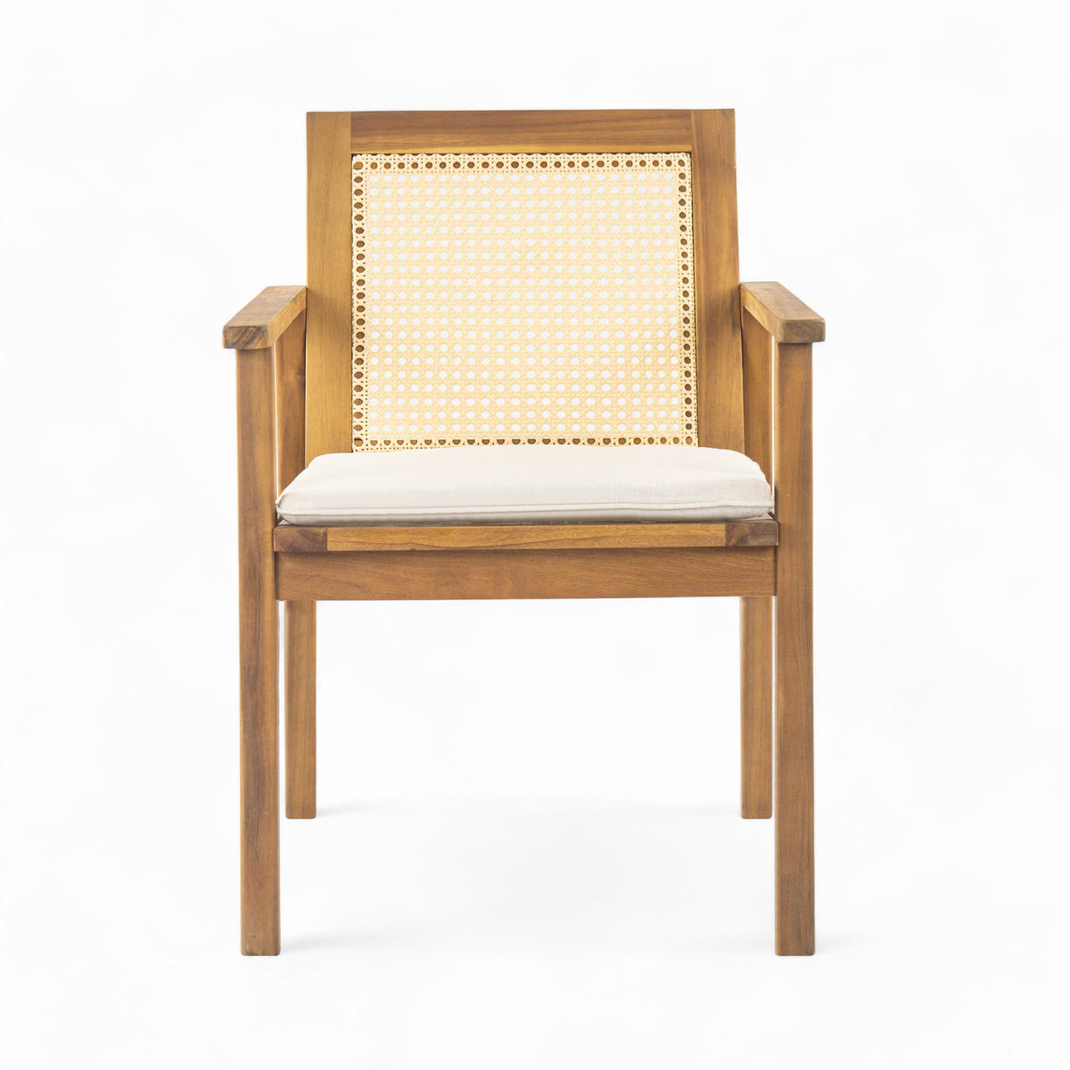 Teak Beige Acacia Wood Patio Dining Chairs Set of 2