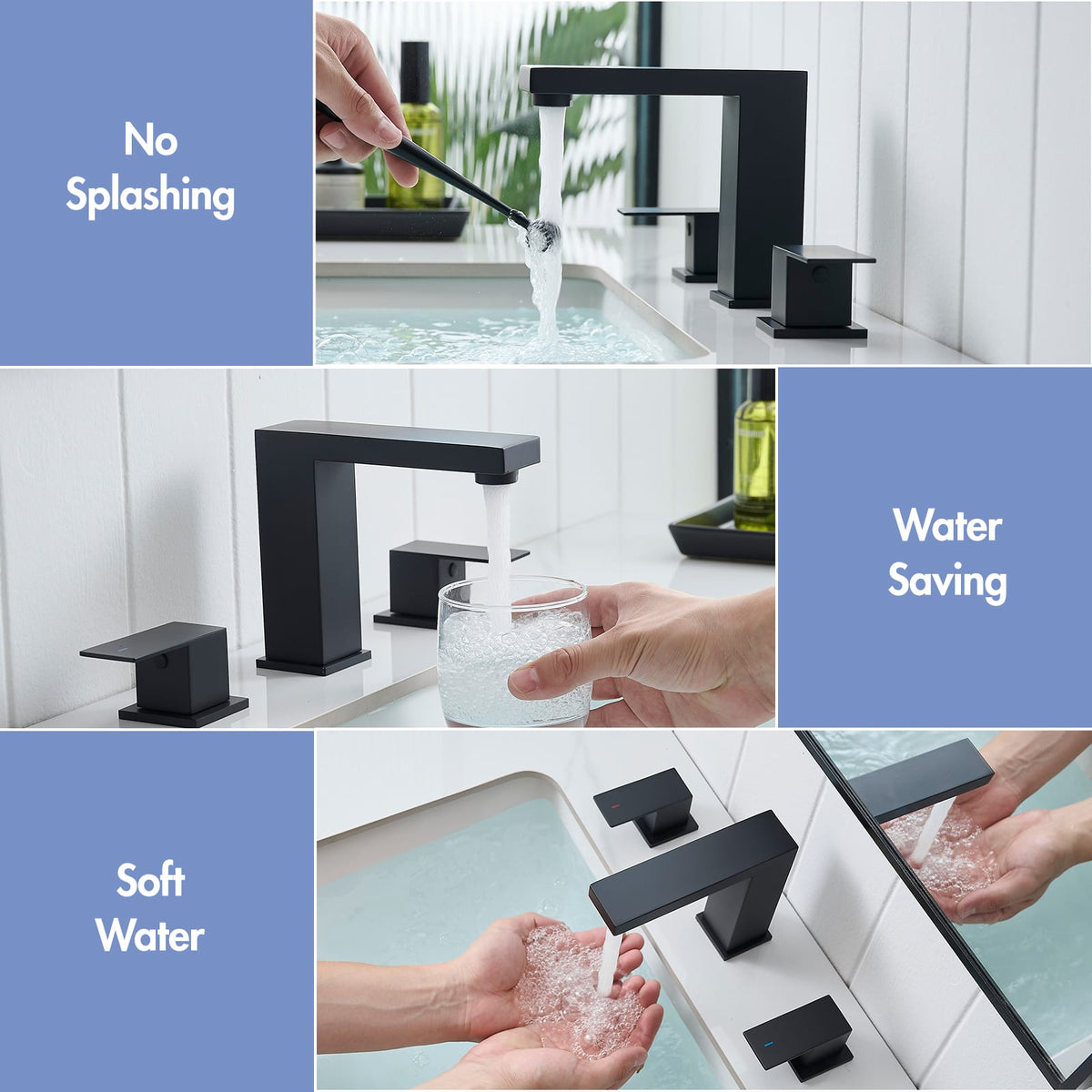 Black 8-Inch Widespread Bathroom Faucet - Joystick Handle