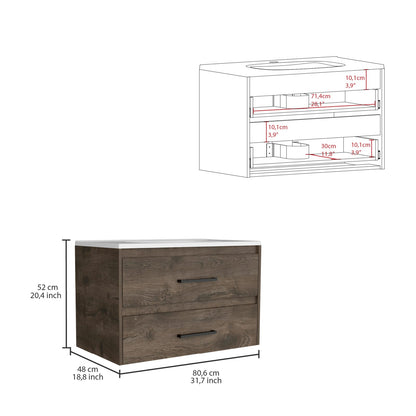 White Particle Board Bathroom Vanity Sink with Two Drawers