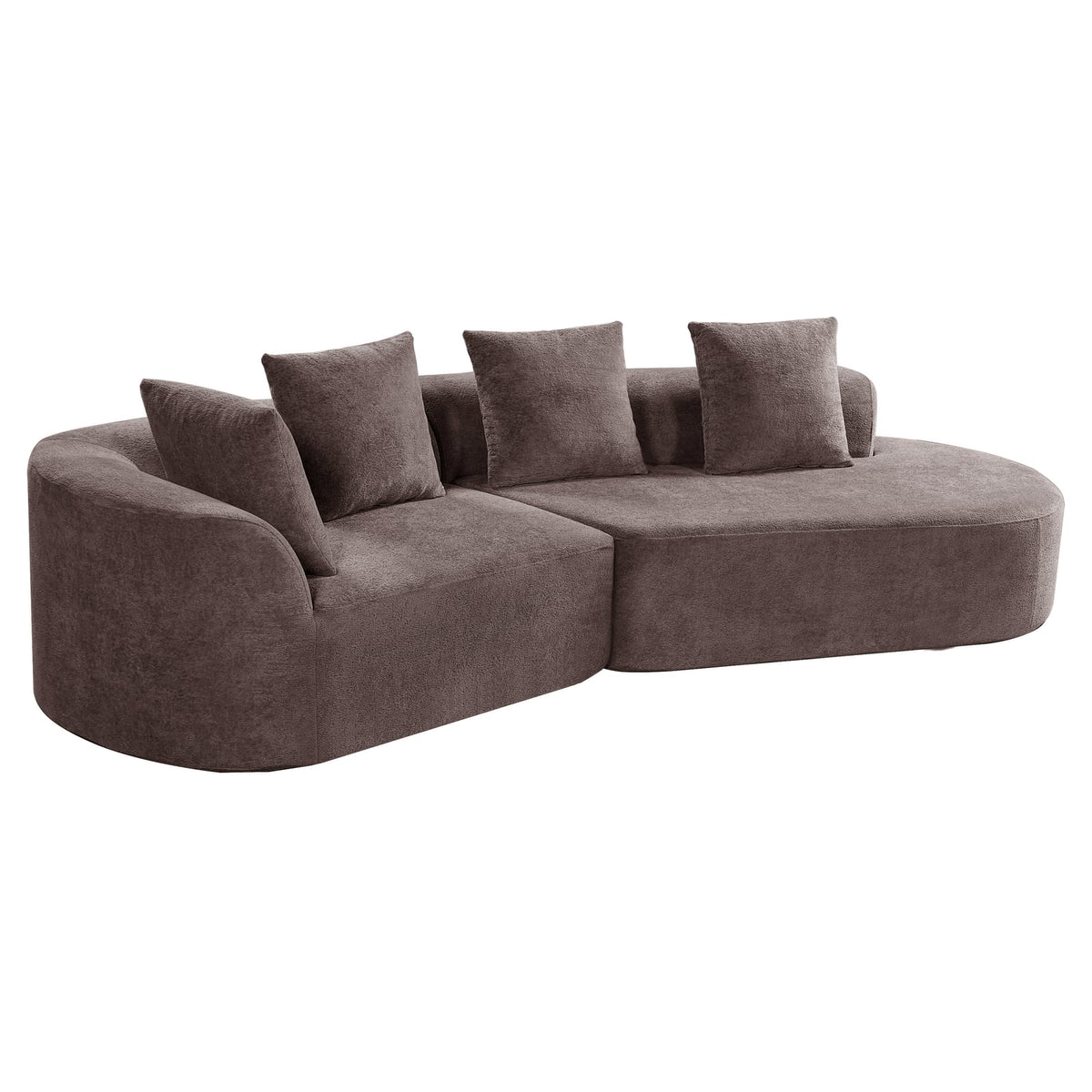 116" Brown Sectional Sofa with Chaise Lounge - Foam Polyester