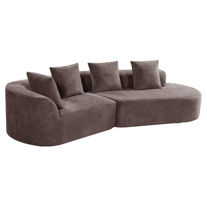 116" Brown Sectional Sofa with Chaise Lounge - Foam Polyester