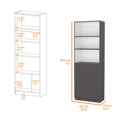 Sutton 2-Door Bookcase - Storage & Multi-Level Shelves