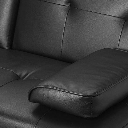 Black PU Sofa Bed - 3 Adjustable Positions