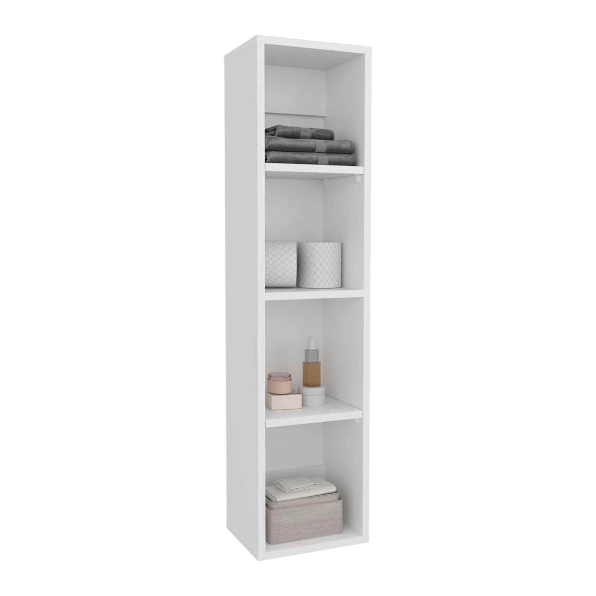 Modern Wall Mounted Bathroom Cabinet with 4 Shelves in White