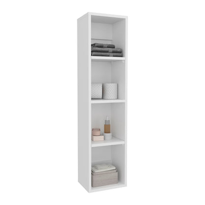 Modern Wall Mounted Bathroom Cabinet with 4 Shelves in White
