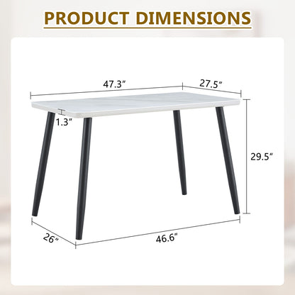 White Black Dining Table 4-6 People Round Tempered Glass Top