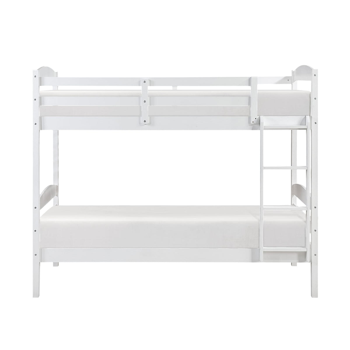 Twin Over Twin Bunk Bed White Wood Frame for Bedroom