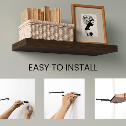 Brown Floating Shelves - 2 Shelves, 9.8" D for Living Room