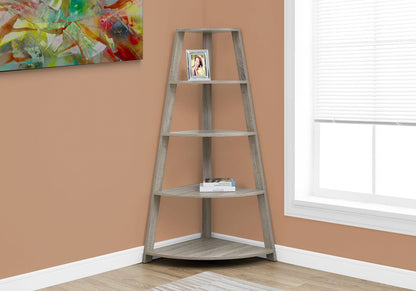 Taupe Corner Bookshelf - 4 Tier Display Unit for Living Room