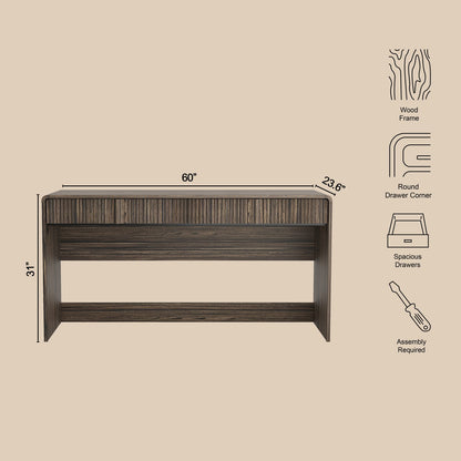 Dark Walnut Office Desk - 60" Computer Workstation