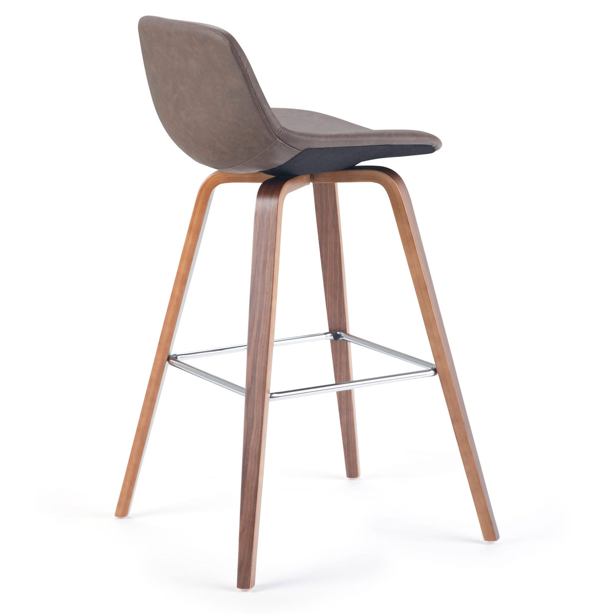 Mid Century Modern Bar Stool Set Dark Brown Wood Dining Room Seating