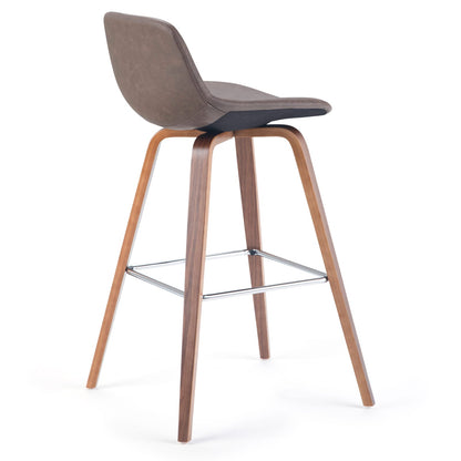 Mid Century Modern Bar Stool Set Dark Brown Wood Dining Room Seating