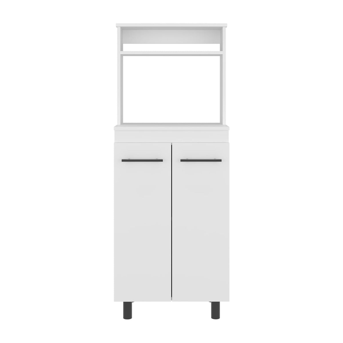 Modern White Kitchen Storage Cabinet with Microwave Shelf