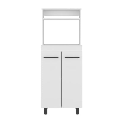 Modern White Kitchen Storage Cabinet with Microwave Shelf