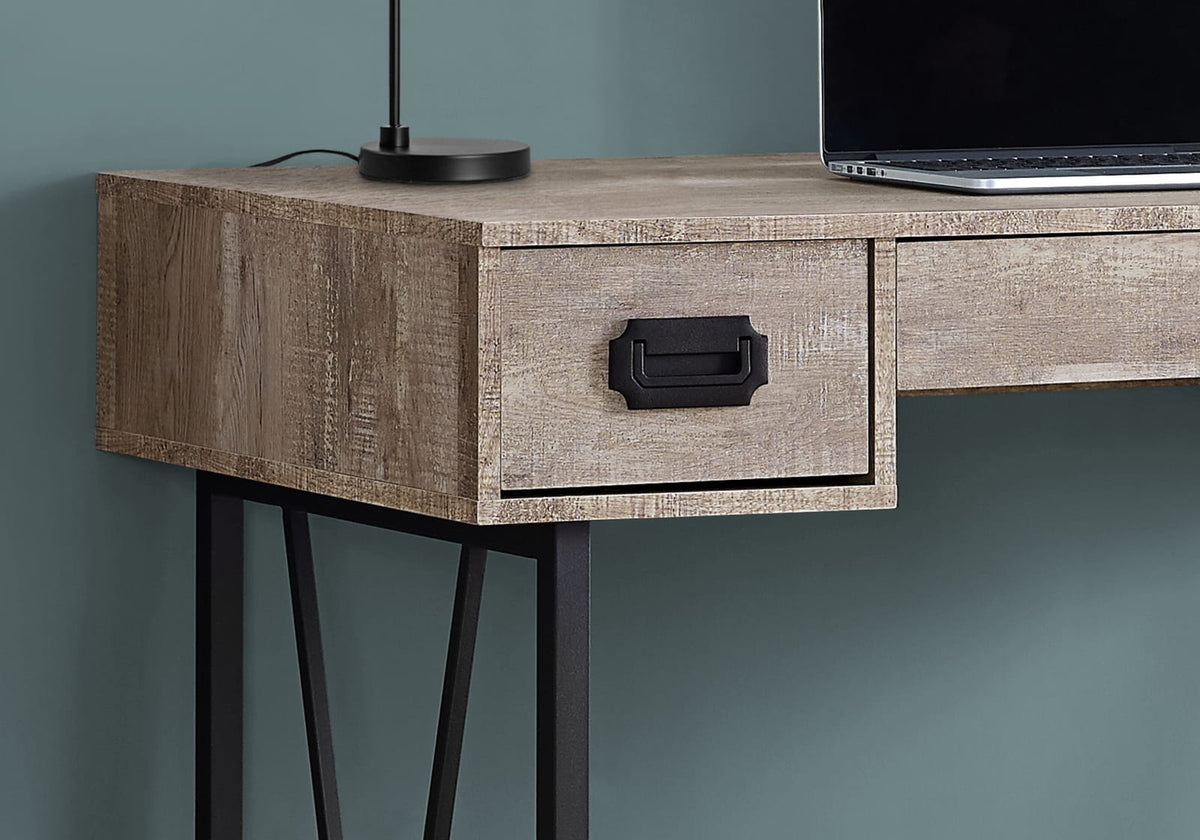 Taupe Computer Desk - Home Office Storage Drawers