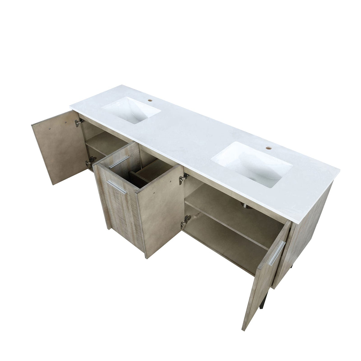 Acacia Wood Bath Vanity - 72" Double with Marble Top