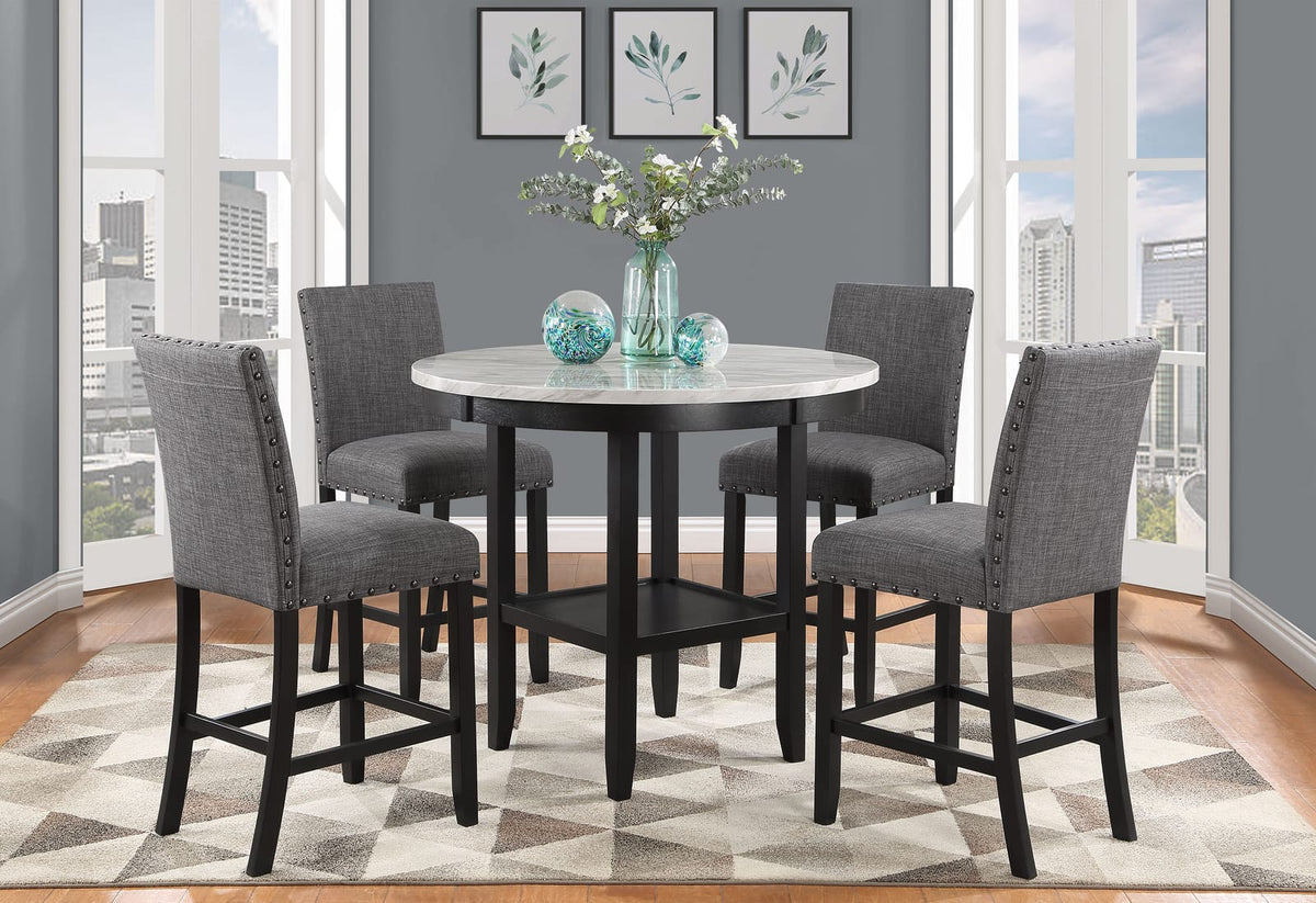 Modern Round Dining Table with Built-In Storage for 4