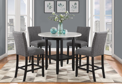 Modern Round Dining Table with Built-In Storage for 4