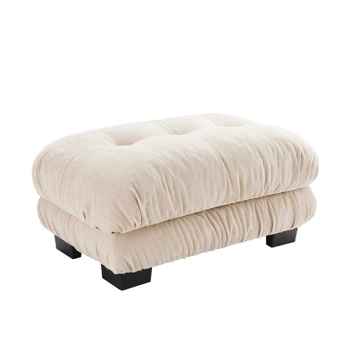 Light Coffee Chenille Ottoman - 36" Storage Footstool