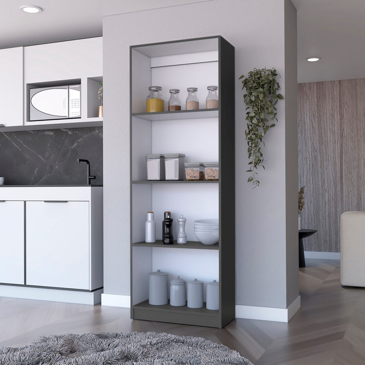 Sutton Bookcase with Tier Storage Shelves - Multicolored Display Unit