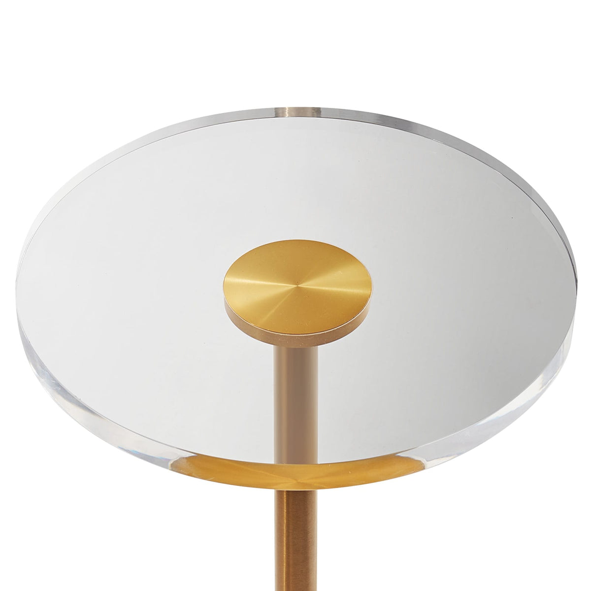Clear Acrylic End Table - Gold & Clear, 11.9" Round for Living Room